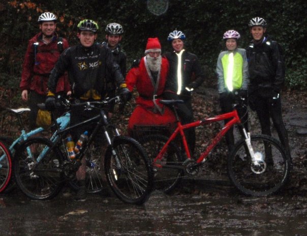 A christmas ride with Sheffield Hallam Cycling Club. Pouring with rain and freezing, but at least Santa made an appearance.